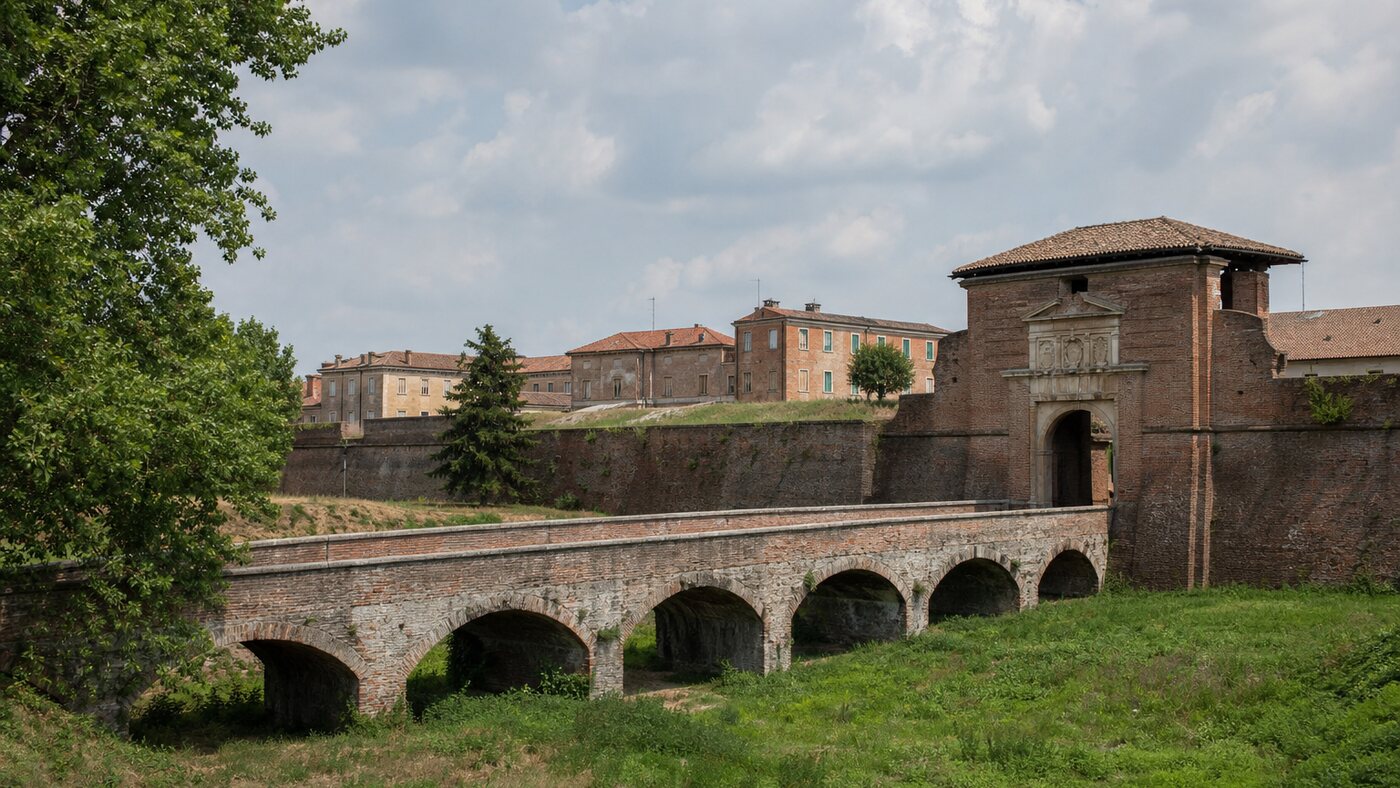 Veduta della Cittadella di Alessandria e del ponte d’ingresso