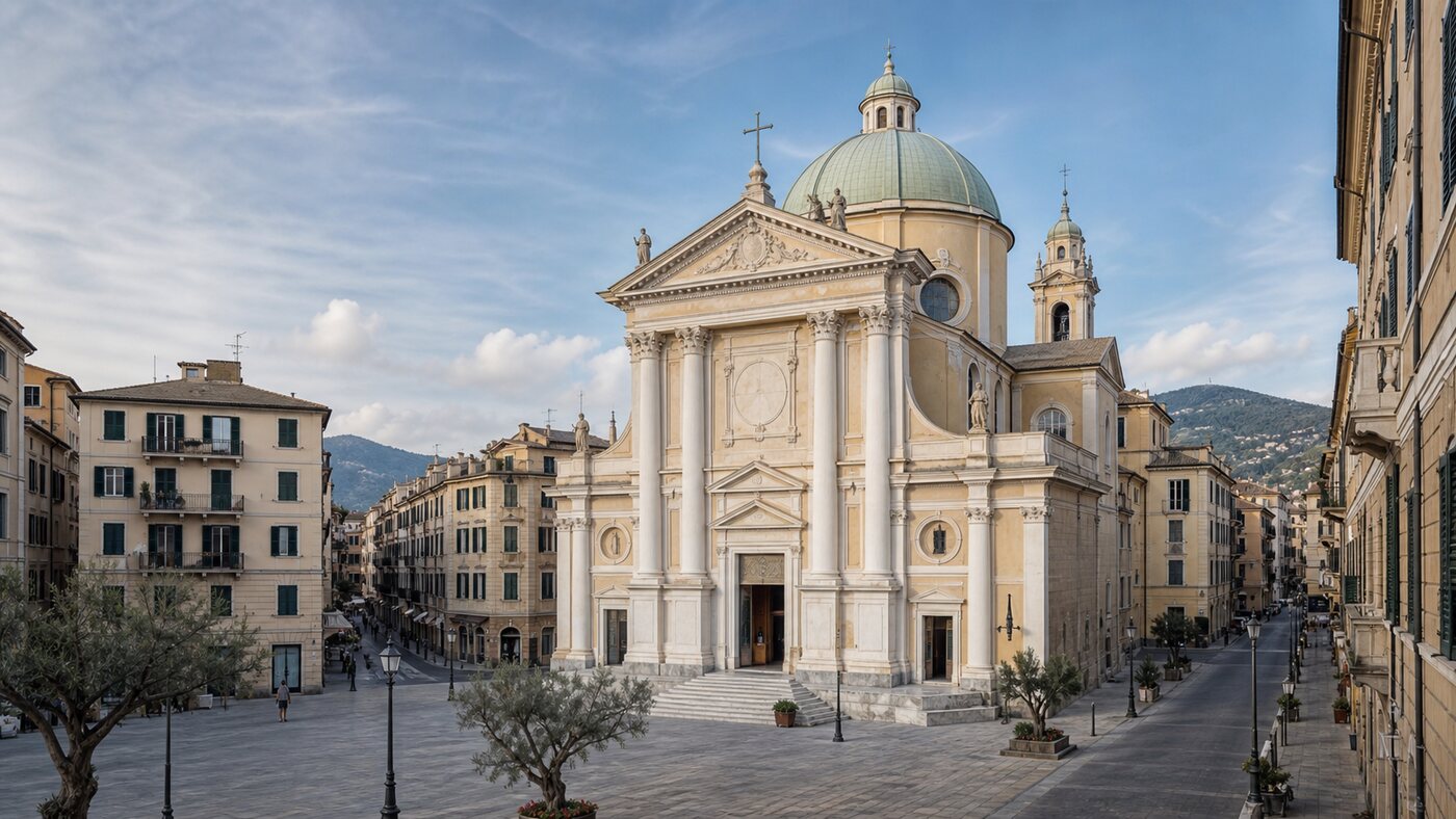 Veduta della Cattedrale di Nostra Signora dell’Orto a Chiavari