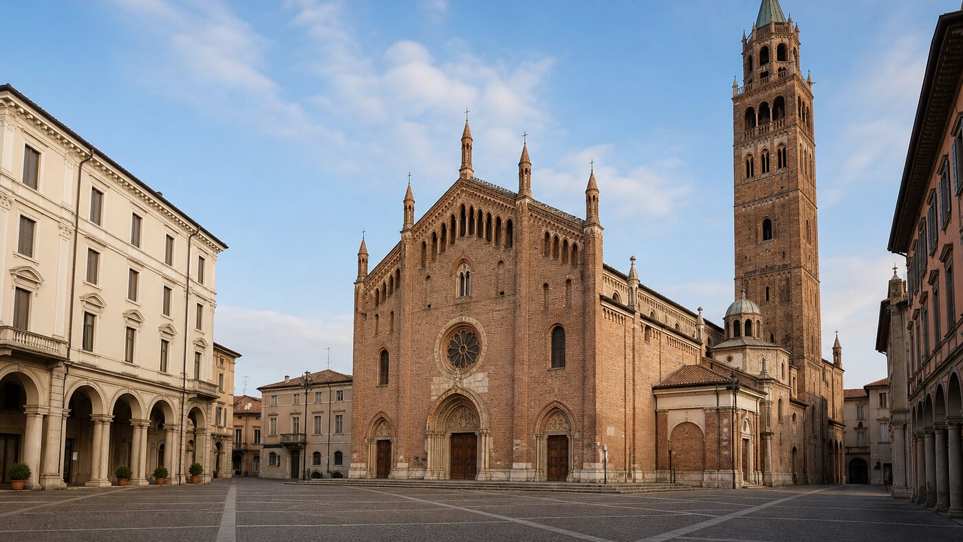 Veduta della Cattedrale di Santa Maria Assunta in Piazza Duomo a Crema