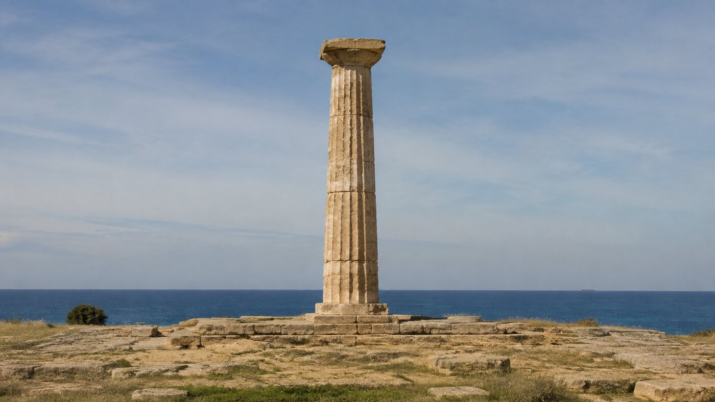 Veduta della colonna dorica di Capo Colonna a Crotone
