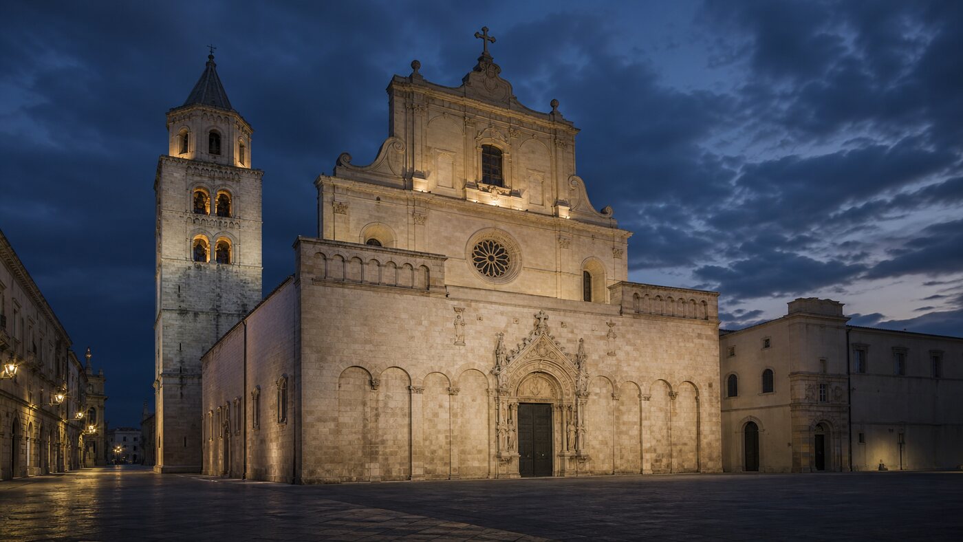 Illustrazione editoriale della Cattedrale di Foggia e del campanile