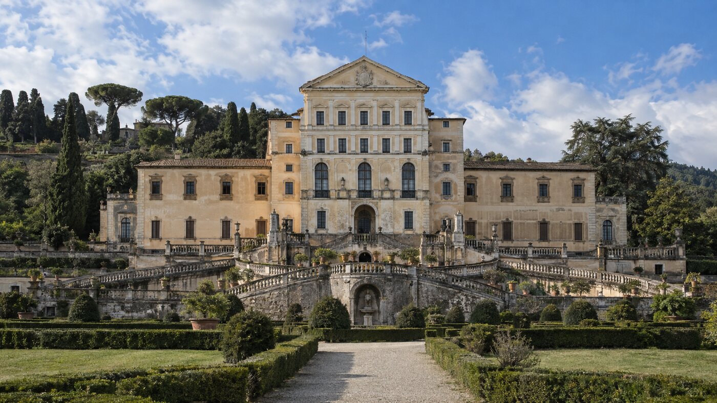 Veduta di Villa Aldobrandini e dei giardini a Frascati