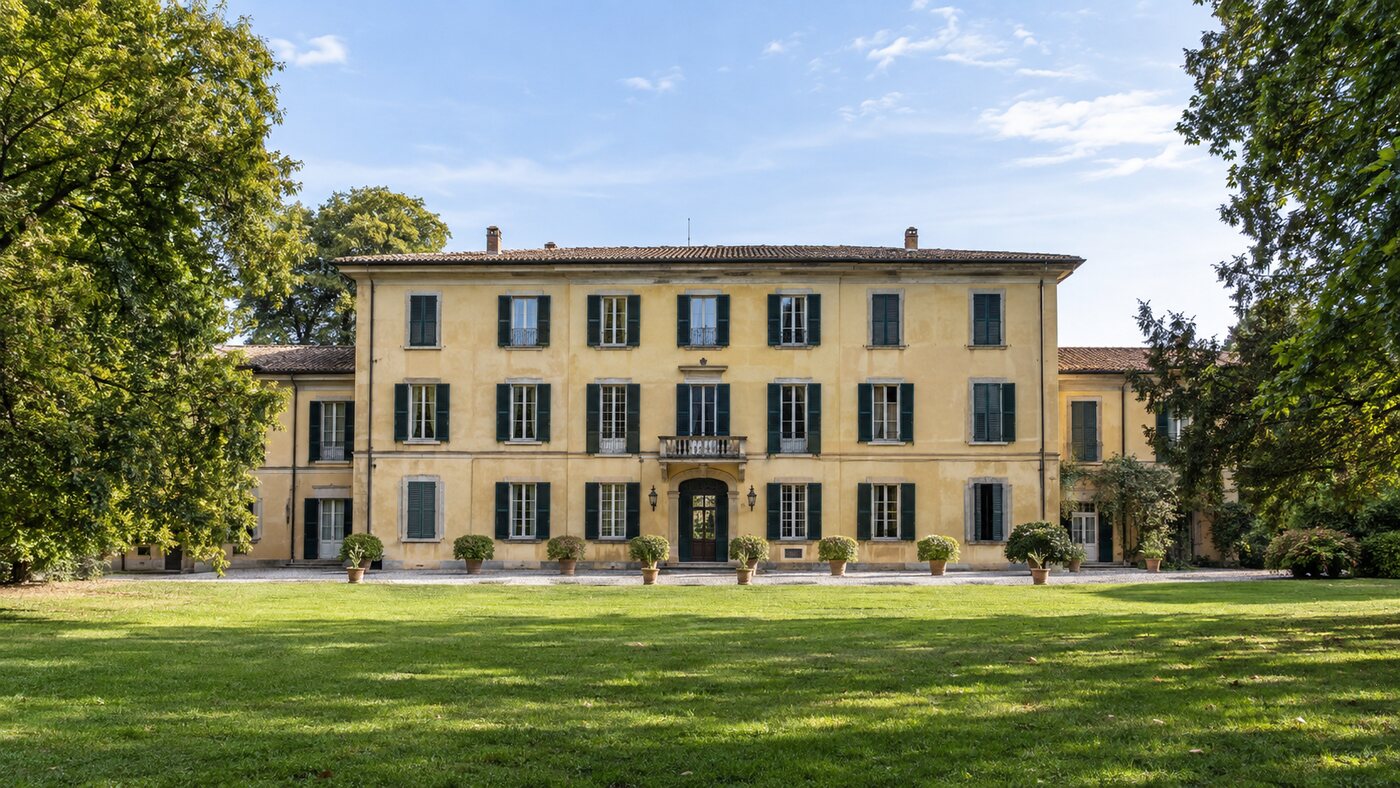 Veduta di Villa Arese Lucini dal parco a Osnago