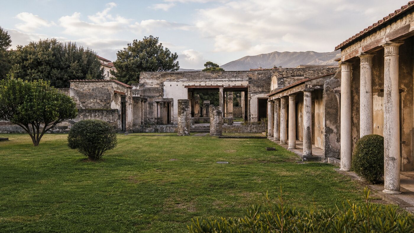Veduta della Villa di Poppea a Oplontis a Torre Annunziata