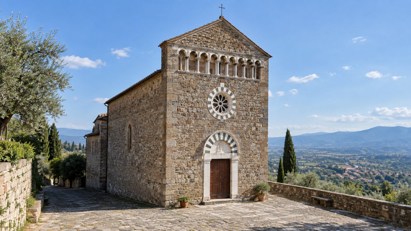 Veduta della chiesa dei Santi Jacopo e Martino a Uzzano