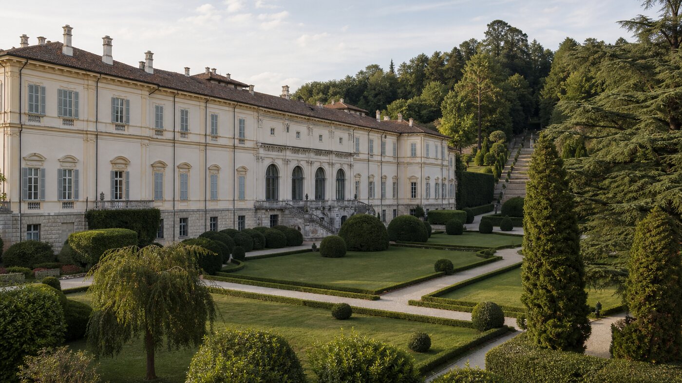Veduta di Palazzo Estense e dei Giardini Estensi a Varese